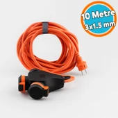 Seyyar Topraklı Monofaze Çoğaltıcı 3'lü Grup Priz Fiş 10 Metre CCA Kablo Uzatma Kablosu 3x1.5 mm thumbnail 1