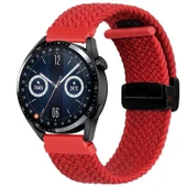 Sneezy Samsung Galaxy Watch 4 40-42-44-46mm Uyumlu 20mm FiberLink Manyetik Tokalı Kumaş Örgü Kordon  Kırmızı thumbnail 1