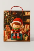 3 Boyutlu Küçük Elf Yılbaşı Temalı Hediye Paketi & Çanta & Poşet 23*18*10 cm thumbnail 2