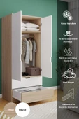 Lento 2 Kapaklı 1 Askılı 2 Çekmeceli Gardırop Beyaz Meşe - 1
