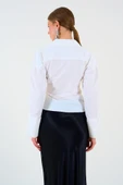 Düz Yandan Bağlamalı Gömlek - Ekru thumbnail 5