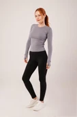 Uzun Kollu Basic Gri Bluz thumbnail 2