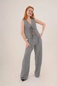 Ön Bağlama Detaylı Yelek Ve Pantolon Antrasit İkili Takım thumbnail 1