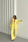 MODAL 4 DÜĞME ASTARSIZ CEKET - PANTOLON TAKIM - Sarı thumbnail 1