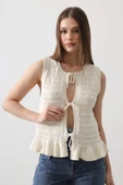 Önü Bağlamalı Yelek - Ekru thumbnail 3