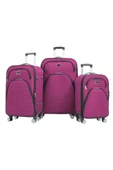 3'lü Valiz Seti 4 Teker Kumaş Valiz Pembe 1081 thumbnail 1