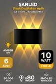 Dekoratif 10w Çift Yönlü Iç-dış Mekan Siyah Kasa Amber Rengi Işık Duvar Aplik 6 Adet - 1