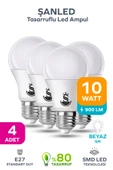 10W Tasarruflu Beyaz Işık Led Ampul 4 Adet - 1