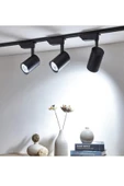 Led Siyah Kasa Beyaz Işık 35w Raylı Spot / 3 Adet 1 Metre Ray thumbnail 3