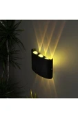 Dekoratif 10w Çift Yönlü Iç-dış Mekan Siyah Kasa Amber Rengi Işık Duvar Aplik 6 Adet - 3