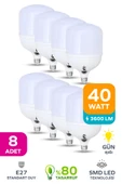 40w Tasarruflu E27 Gün Işığı Torch Led Ampul 8 Adet - 1