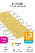 3 Ledli Parmak Led Modül 1.5w 2835 Smd Mercekli Amber - 100 Adet - 1