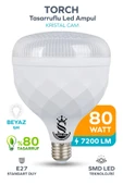 80W KRİSTAL Tasarruflu E27 Beyaz Işık Torch Led Ampul 1 Adet - 1