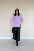 Lila Poplin Gömlek thumbnail 1