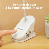 ShopyTech Klipsli LED Masa Lambası USB Şarjlı 3 Kademeli Dokunmatik Göz Yormaz Işık (4000 mAh) - 2