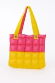 B.Y. Trend Kadın Plaj Çantası Sarı Pembe Şişme Omuz Çanta Br02 thumbnail 1