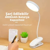 ShopyTech Klipsli LED Masa Lambası USB Şarjlı 3 Kademeli Dokunmatik Göz Yormaz Işık (4000 mAh) - 4
