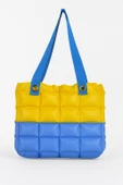 B.Y. Trend Kadın Plaj Çantası Sarı Lacivert Şişme Omuz Çanta Br02 thumbnail 1