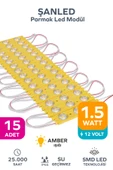 3 Ledli Parmak Led Modül 1.5w 2835 Smd Mercekli Amber - 15 Adet - 1