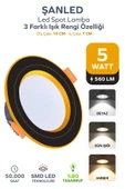 5W 3 Renkli (Beyaz,Günışığı,Amber) Siyah Gold Kasa Led Spot Lamba 1 Adet - 1