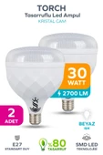 30W KRİSTAL Tasarruflu E27 Beyaz Işık Torch Led Ampul 2 Adet thumbnail 1
