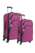 Büyük ve Orta Boy Valiz Seti 4 Teker Kumaş Valiz Pembe 1081 thumbnail 1