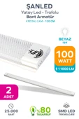 100Wat 120 cm KRİSTAL Yatay LED Bant Armatür-Trafolu Beyaz Işık 2 Adet - 1