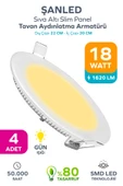 18w Tasarruflu Led Yuvarlak Gün Işığı Sıva Altı Slim Panel Tavan Aydınlatma Armatürü 4 Adet thumbnail 1