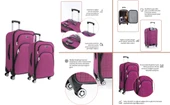 Büyük ve Orta Boy Valiz Seti 4 Teker Kumaş Valiz Pembe 1081 thumbnail 3
