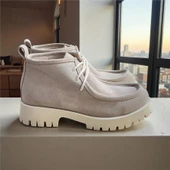 Bej Hakiki Deri Süet Bağcıklı Bot thumbnail 1