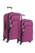 Büyük ve Kabin Boy Valiz Seti 4 Teker Kumaş Valiz Pembe 1081 thumbnail 1