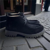 Siyah Hakiki Deri Süet Bağcıklı Bot thumbnail 2