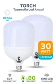 30w Tasarruflu E27 Beyaz Işık Torch Led Ampul 2 Adet - 1