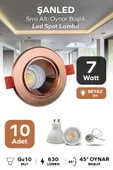 7w Sıva Altı Oynar Başlık Gu10 Yuvarlak Bakır Kasa Beyaz Işık Led Spot Lamba 10 Adet - 1
