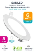 6w Tasarruflu Led Yuvarlak Beyaz Işık Sıva Altı Slim Panel Tavan Aydınlatma Armatürü 8 Adet - 1