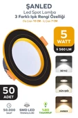 5W 3 Renkli (Beyaz,Günışığı,Amber) Siyah Gold Kasa Led Spot Lamba 50 Adet thumbnail 1
