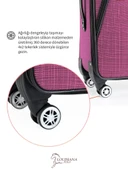 Büyük Boy 4 Teker Kumaş Valiz Pembe 1081 thumbnail 4