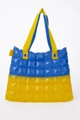 B.Y. Trend Kadın Plaj Çantası Sarı Mavi Şişme Omuz Çanta Br03 thumbnail 1