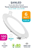6w Tasarruflu Led Yuvarlak Beyaz Işık Sıva Altı Slim Panel Tavan Aydınlatma Armatürü 100 Adet thumbnail 1