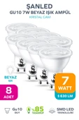 GU10 7W Beyaz Işık Ampül 8 Adet - 1
