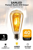 Rustik Led Ampul Amber E27 Duy Flamanlı Armut Tipi St64 Dekoratif - 1 Adet thumbnail 1