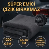 Polham XL 60X90CM 1200GSM Süper Su Emici Özellikli Mikrofiber Araç Kurulama Havlusu, Çizik ve İz Bırakmaz Bez thumbnail 1