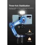 M03 3 Eksenli Telefon Gimbalı - Kamera Takip Özellikli, LED Işık + Dahili Mikrofonlu Vlog Çekim Seti thumbnail 2