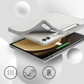 Samsung Galaxy Tab S9 Fe Plus X610 12.4 İnç Kılıf Premium Silikon Kalem Bölmeli Smart Case  Gri thumbnail 3