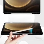 Samsung Galaxy Tab S10 Plus X820 12.4 İnç Kılıf Premium Silikon Kalem Bölmeli Smart Case  Siyah thumbnail 2