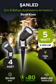 5W YEŞİL IŞIK SİYAH KASA ÇİM BAHÇE AYDINLATMA ARMATÜRÜ 4 Adet - 1