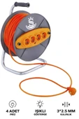 Makaralı 3x2,5 mm 4 Prizli Seyyar Kablo 30 Metre - 4