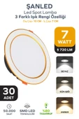 7W 3 Renkli (Beyaz,Gün Işığı,ikisi Bir Arada) Beyaz Gold Led Spot Lamba- 30 Adettir - 1