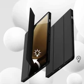 Samsung Galaxy Tab S10 Plus X820 12.4 İnç Kılıf Premium Silikon Kalem Bölmeli Smart Case  Siyah thumbnail 4