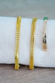 Kombin Bileklik Gold Kılçık Tırtıl ve Düz Cırt Model 3 Adet Birden - 1